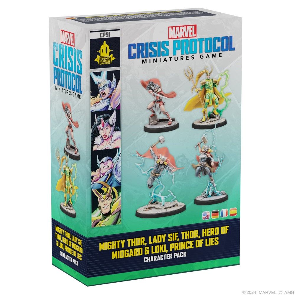 Marvel Crisis Protocol Mighty Thor, Lady Sif, Classic Thor, & Classic Loki