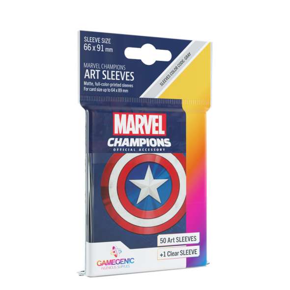 GameGenic Marvel Champions Art Card Sleeves - Captain America Card Sleeves (66mm x 91mm) (50 Sleeves)